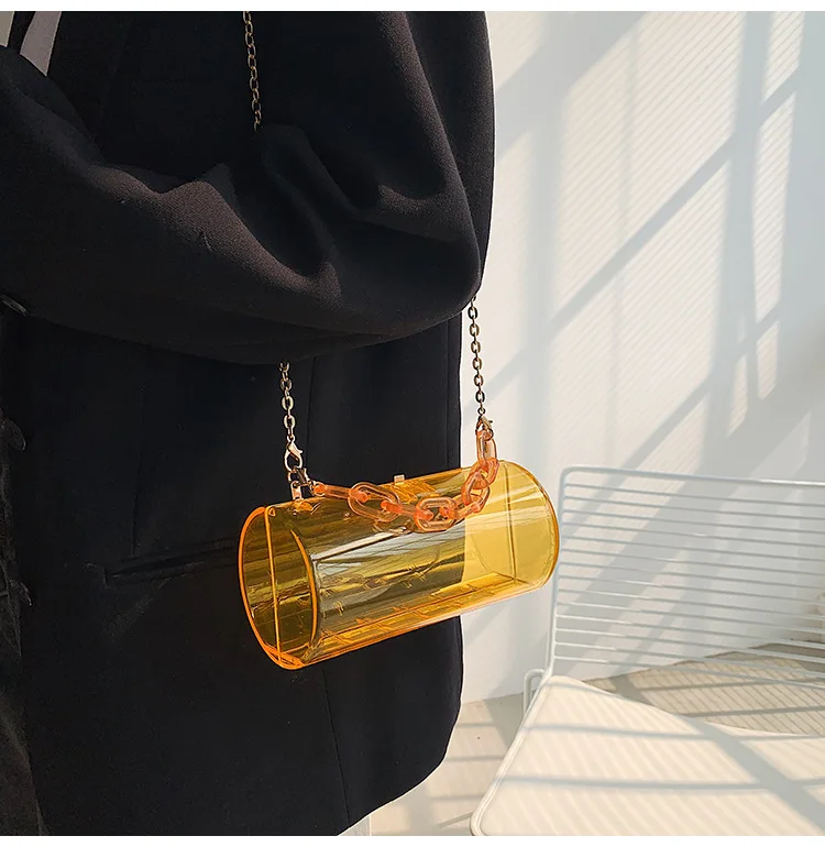 Acrylic Chain Transparent Box Jelly Bag Individual Hexagon Clear PVC Women Handbags Mini Designer Evening Crossbody Tote Bags