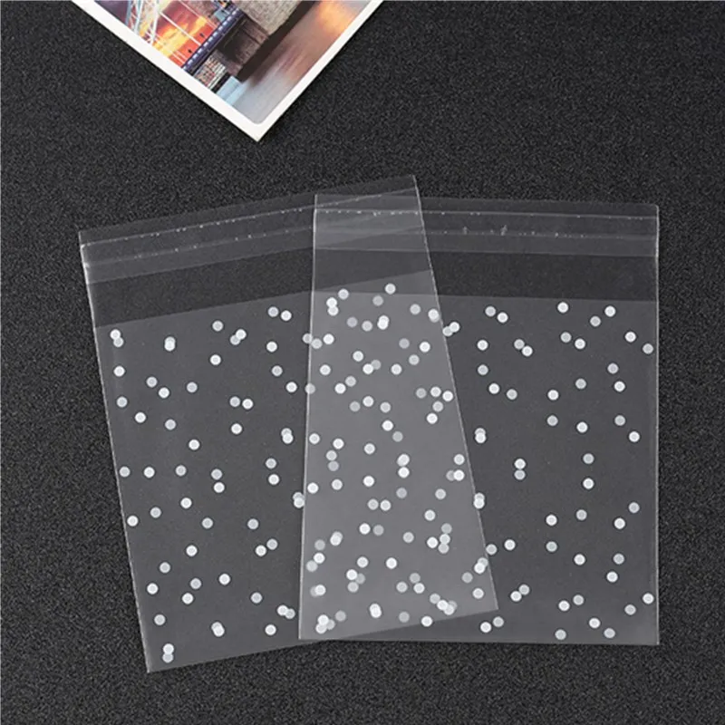 100 teile/los Transluzenten Punkte Kunststoff Cookie Verpackung Taschen Cupcake Wrapper Selbst Klebe Taschen Geburtstag Party Hochzeit Dekorationen – Detail 7