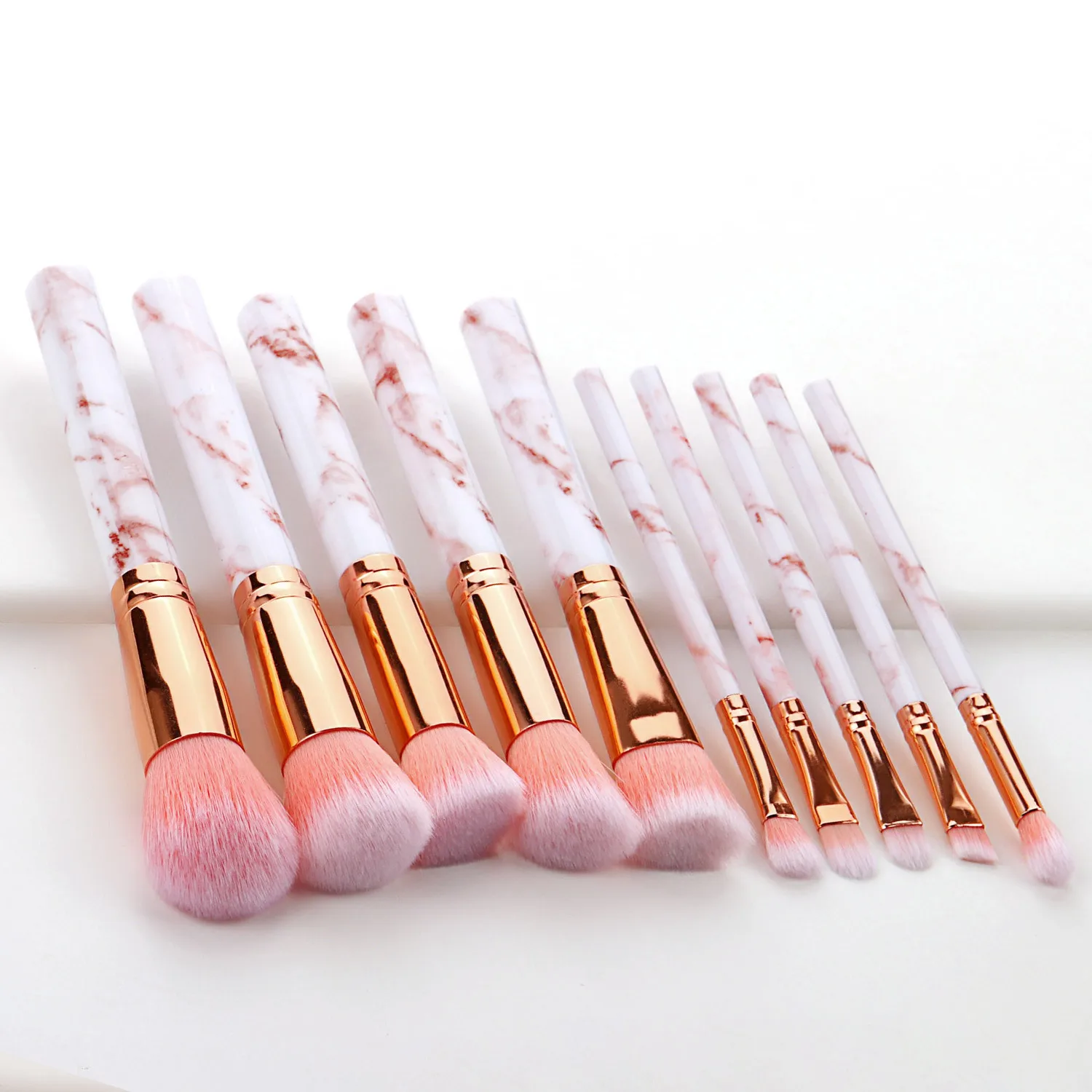 9/10pcs Marble Makeup Brushes Set Eyebrow Brush Cosmetic Powder Foundation Highligher Eyeshadow Blending Brush Make Up Tools