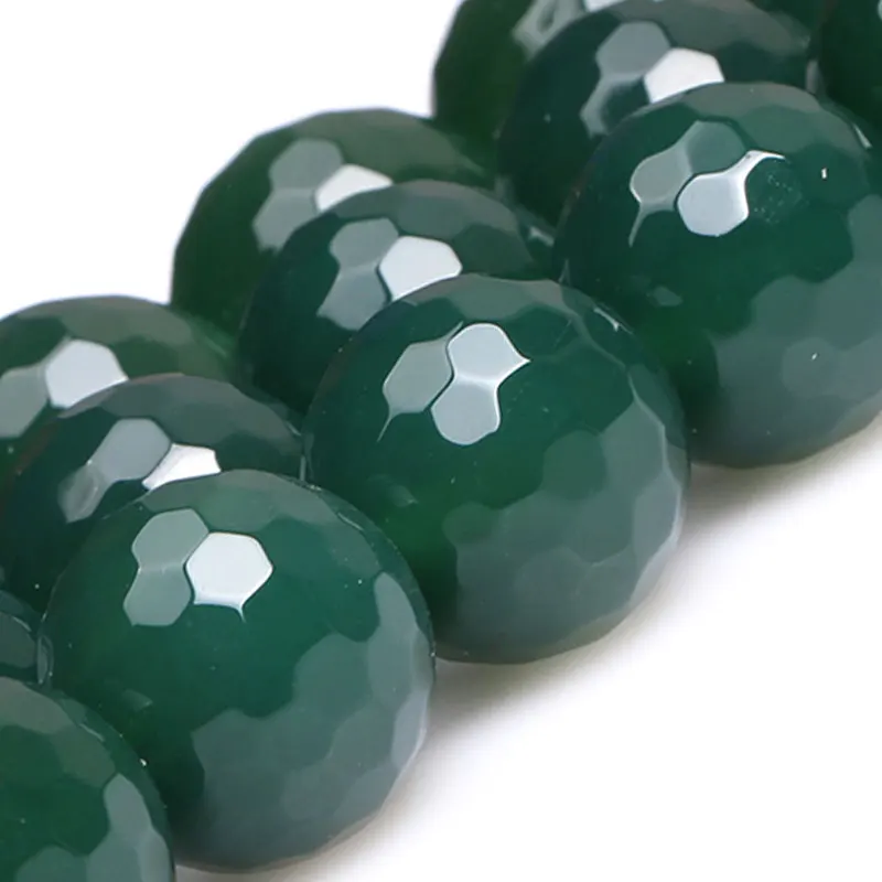 Natural Stone Green Agates Faceted Round Bead For Jewelry Making Strand 15 Inch DIY Bracelet Necklace 6mm 8mm 10mm