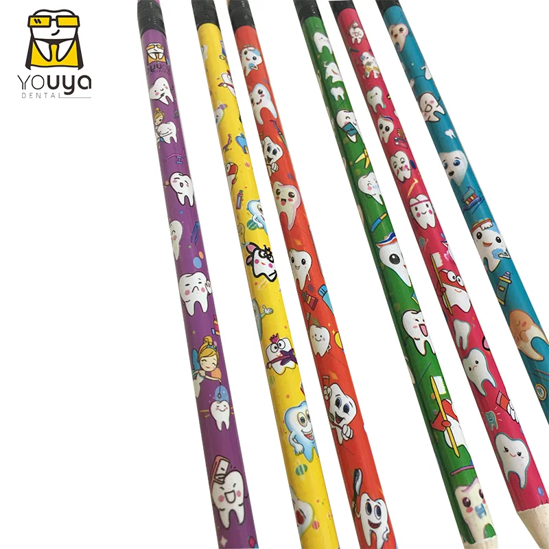 50pcs Cute Pencils For Kids Girls Lead Pencil Packs For School Student Cartoon Tooth Pattern Dentist Dentistry Accessories Gifts