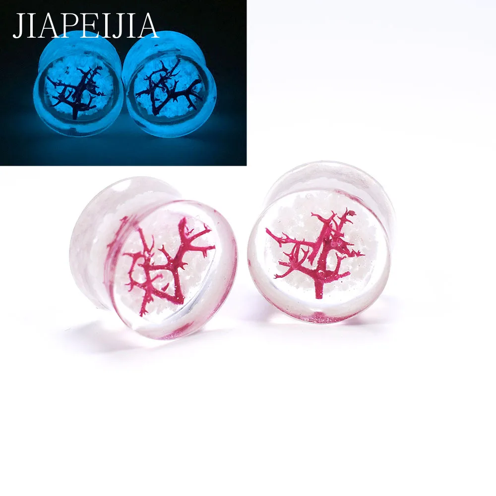 Red Coral Blue Luminous Acrylic Ear Tunnel Gauges Ear Stretcher Plug Earring Piercing 6-30mm