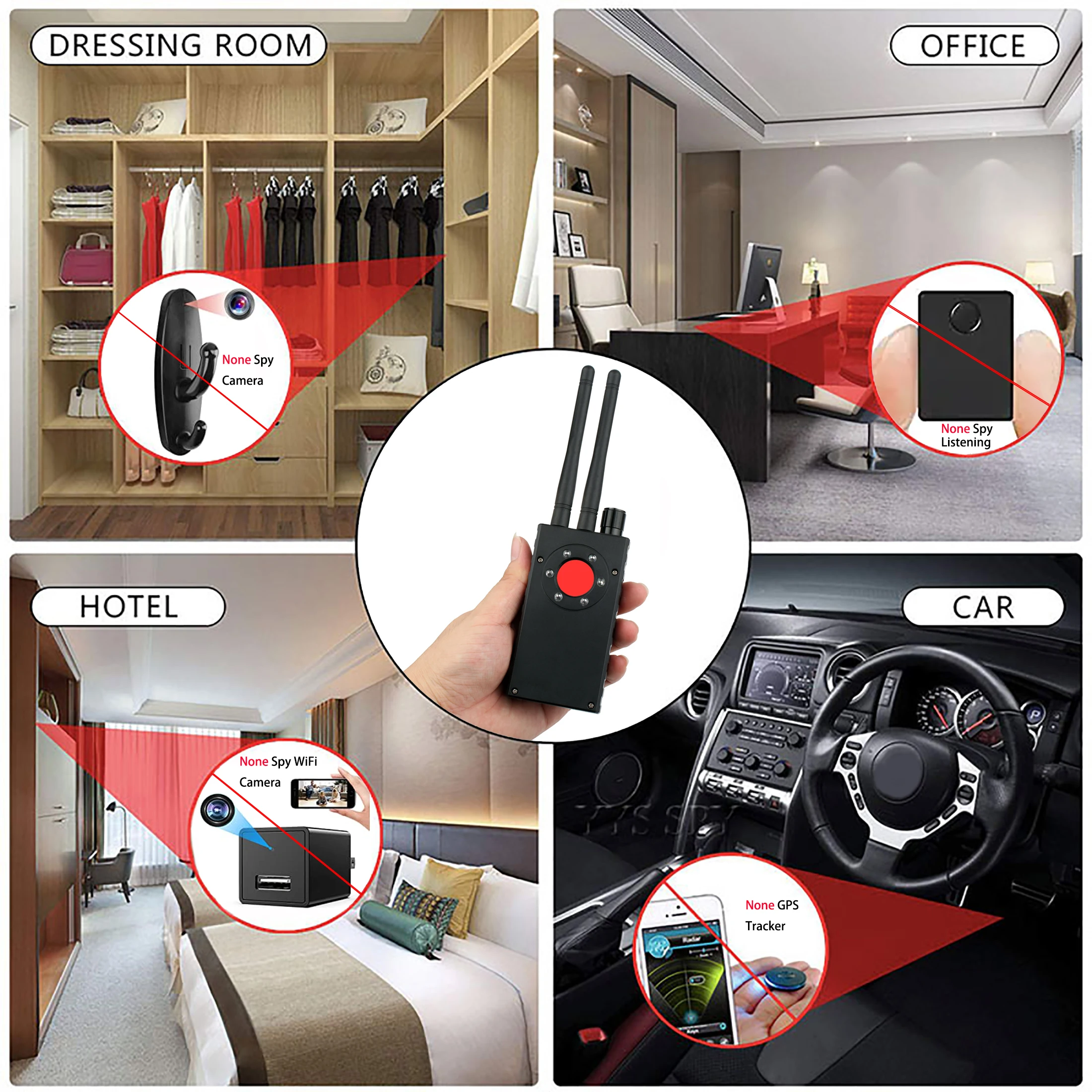 Multi-function Anti-spy Camera Detector Bug GSM Audio Device Finder GPS Tracker Wireless RF Signal Detect Products Dual Antenna