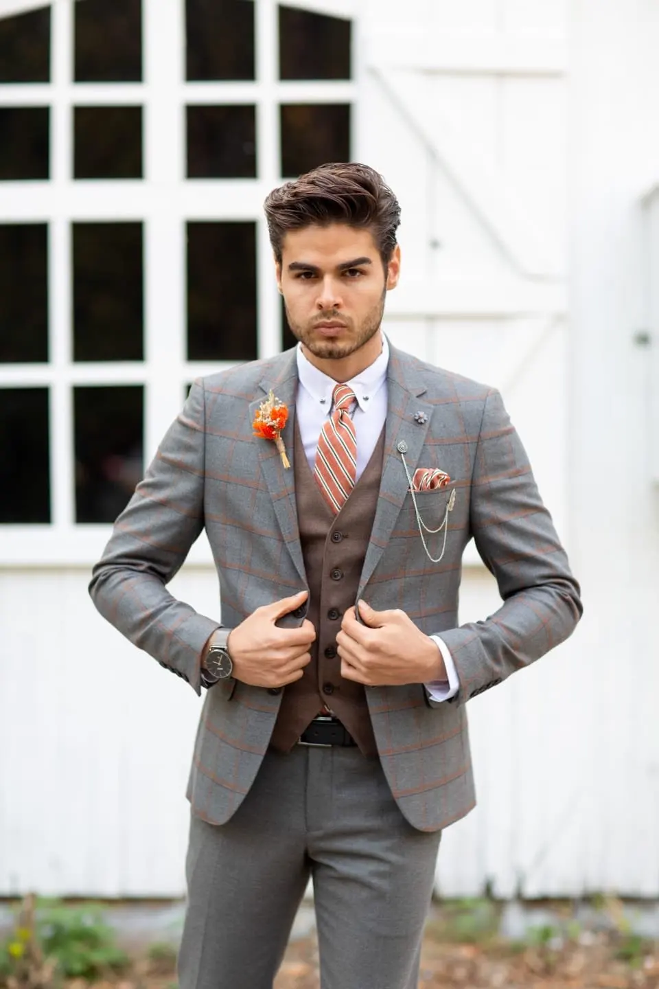 Abito da uomo su misura 2020 smoking da sposa Plaid abiti da uomo migliori abiti da sposo smoking in Tweed abiti da 3 pezzi (giacca + pantaloni + gilet)