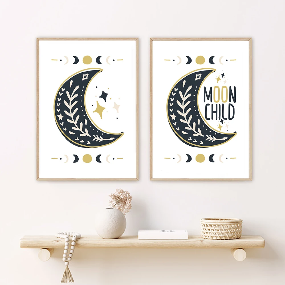 Bohemia Style Poster Black The Sun Moon Tarot Card Canvas Painting Modern Abstract Wall Pictures Living Room Bathroom Home Decor