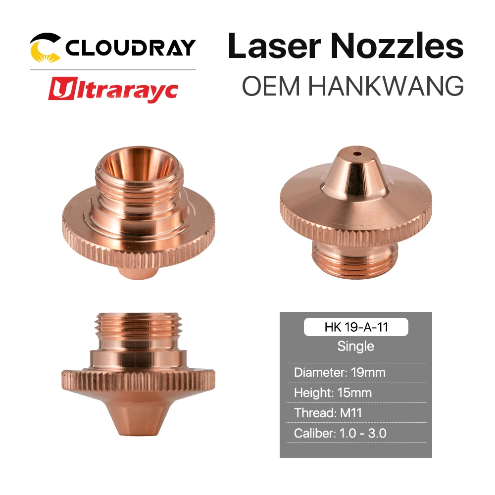 Ultrarayc Ⅱ Ⅵ HANKWANG Knurled HK Nozzle Diameter 19mm Height 15mm Thread M11 Caliber 1.0-3.0 for HK Fiber Laser Cutiing Machine