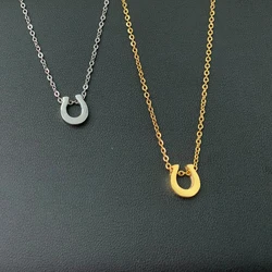 Stainless Steel Simple Glossy Horseshoe Shape Pendants Necklaces for Women Men Trendy U Geometric Chain Choker Charm Necklaces