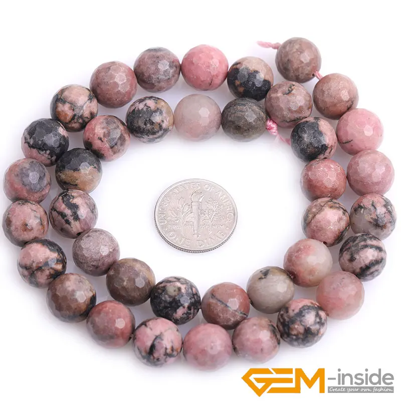 Natural Stone Black Rhodonite Frosted Round Faceted Beads For Jewelry Making Strand 15 inch DIY Loose Beads For Bracelet 6mm 8mm