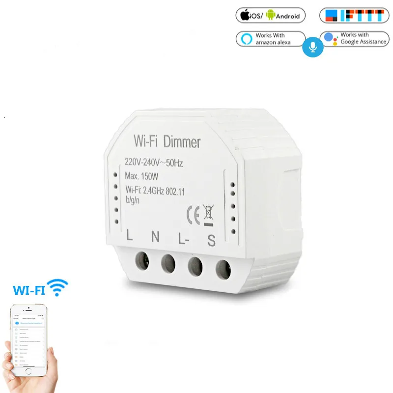 

DIY WIFI Smart Lights LED 220V 240V Dimmer APP Remote Control 1 Way 2 Way Switch Breaker Module Works with Alexa Google Home