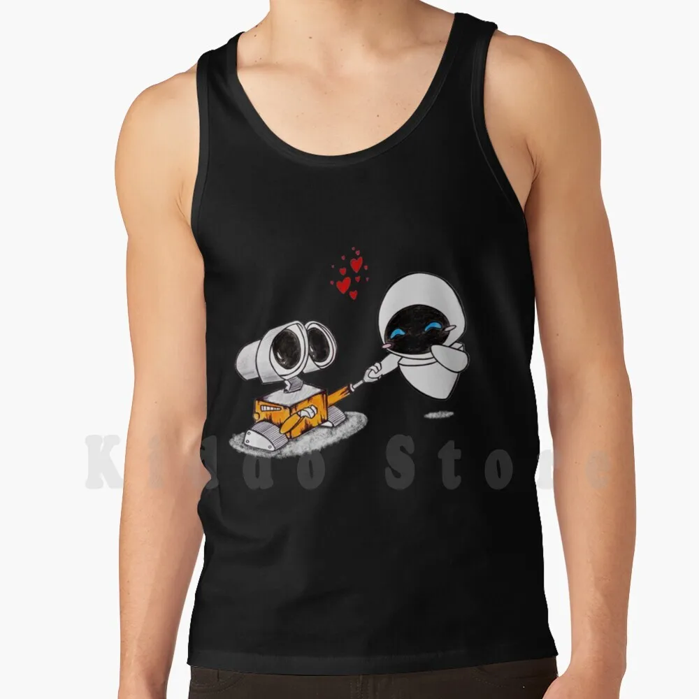 Wall.e Eve Pencilcolor Drawing Tank Tops Vest 100% Cotton Walle Eve Colour Blue Orange Red Cute Love Heart Cuteness Lovely