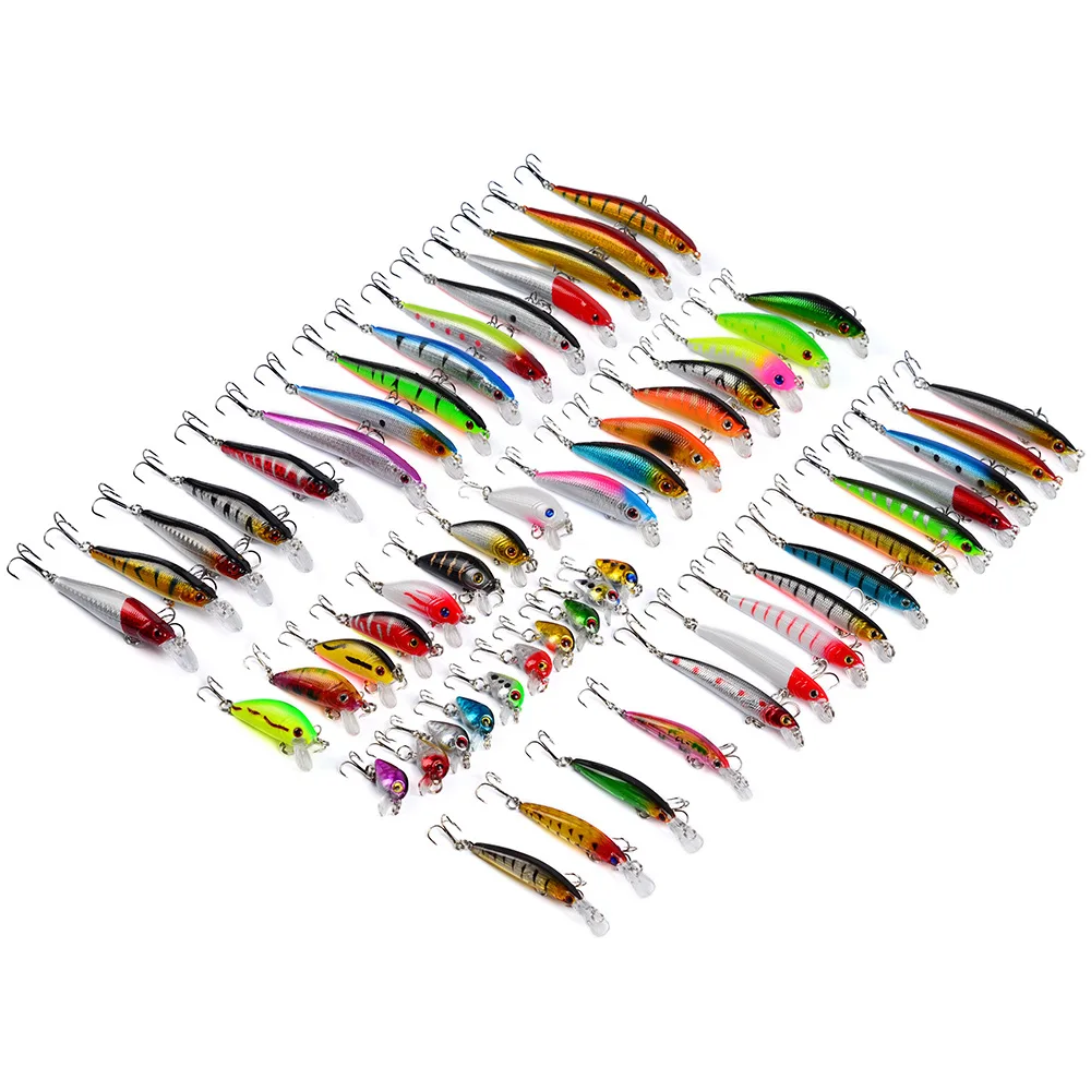 Minnow Artificial Bait Set Mixed Wobbler For Pike/Trolling Fishing Tackle/Lure Kit Bass Carp Winter Crankbait Swimbait Sea 56pcs