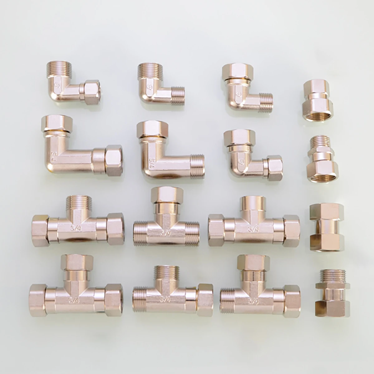 3/4" Male/Female Thread Nickel-plated Brass Union Pipe Fittings Movable Joint Water Tank Plumbing Accessories Straight Elbow Tee