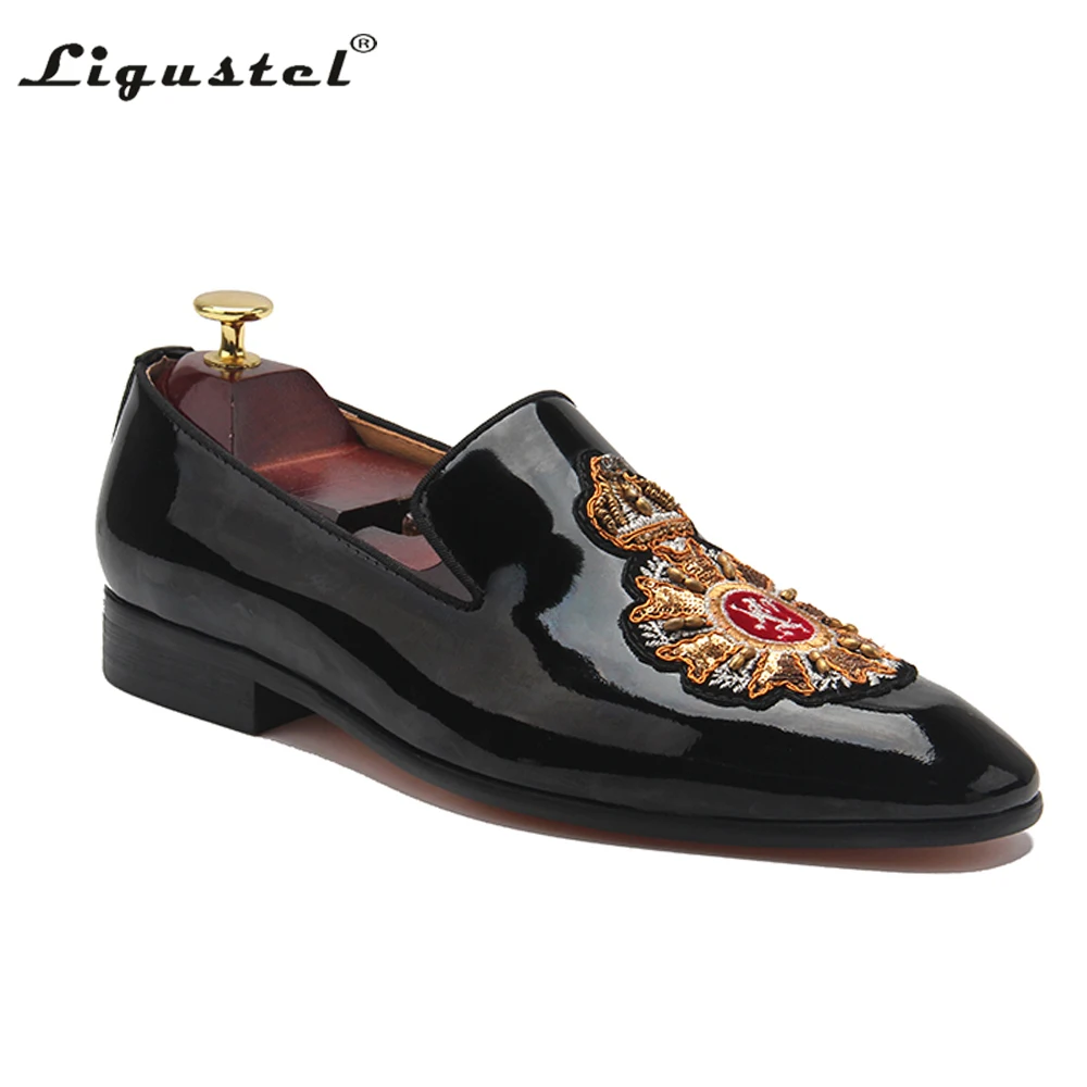 Ligustel Shoes Men Original Loafers Men Luxury Wedding Party Red Bottom Shoes for Men Designer Black Formal Dress Plus Size 13