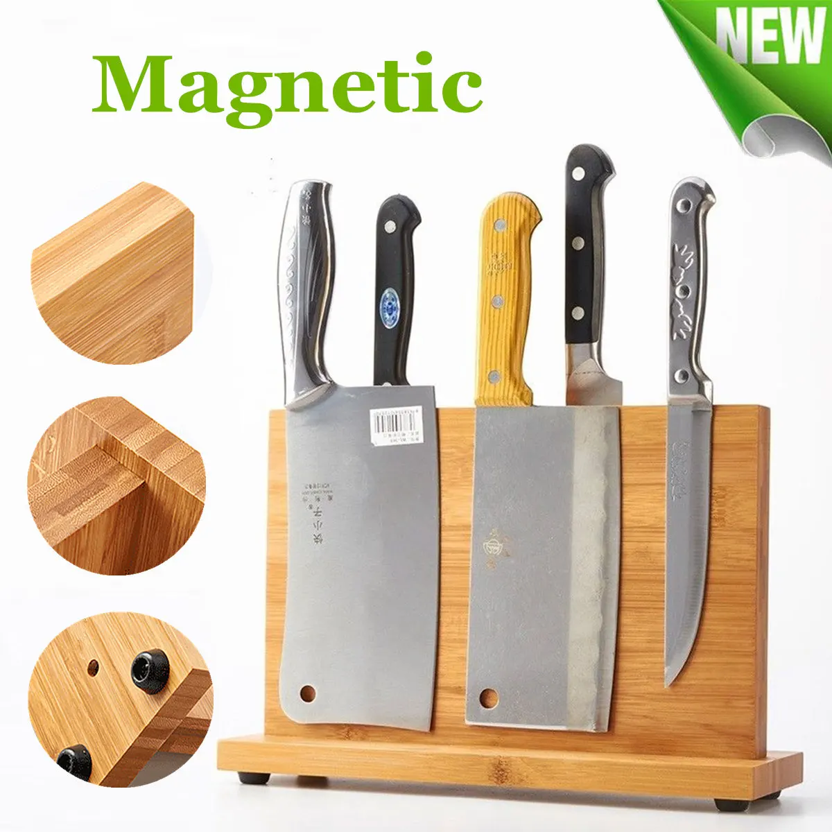 

NEWEST Bamboo Magnetic Knife Holder Knife Rack Kitchen Bar Storage Block Knife Stand Organizer Tools Knife Accessories Gadgets