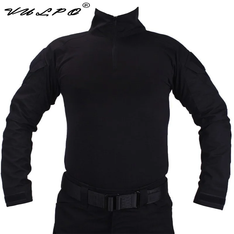 

VULPO Tactical BDU Combat T-Shirts Black T-shirt Airsoft Paintball Hunting Clothing With Elbow Pads