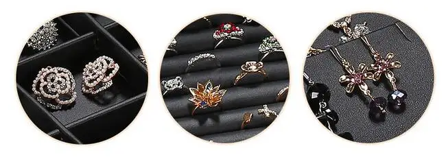 Top Size 28*20*4.5cm Black Jewelry Display Box Case for Rings Earrings Bracelets Necklaces or other Ornaments Storage Organizer