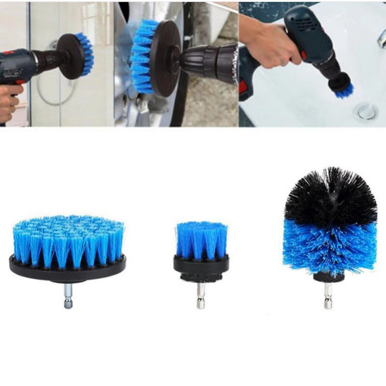 3 Pcs Electric Drill Brush Scrubber Turbo Cleaning Brush 2/4/3.5inch Bathroom Kitchen Cleaning Brush Electric Scrubber Scrub Bit