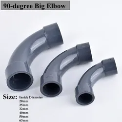 1pc PVC Inside Diameter 20/25/32/40/50/63mm 90 Degree Big Elbow Aquarium Fish Tank Garden Irrigation Water Pipe Connectors