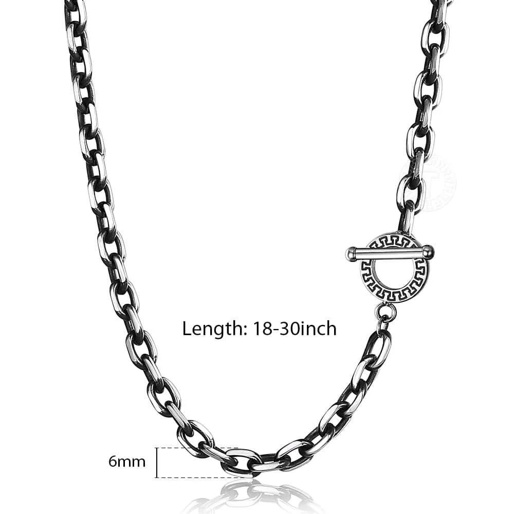 Fashion 6mm Men\'s Necklace Rolo Cable Link Chain Gunmetal Stainless Steel For Men Women Jewelry Gift Toggle Clasp TNS006A