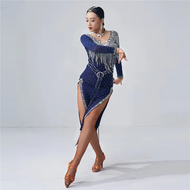 L-2037 New National Standard Latin Dance Dress Performance Competition Clothing Rumba Dress Custom Sexy Tango Chacha Dance Dress