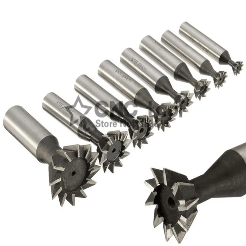 1PCS 45/55/60 Gradi HSS Fresa A Coda di Rondine di Fresatura 10mm 12mm 14 millimetri 16 millimetri 18 millimetri 20 millimetri 25 millimetri 30