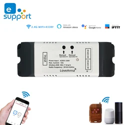 EWeLink WiFi Smart Switch Tenda RF433Mhz di controllo Senza Fili FAI DA TE Rullo di Scatto AC motore Elettrico Porta Del Garage AC 110V 220V 10A