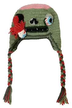 Zombie หมวกตาถัก Beanies ฮาโลวีนเครื่องแต่งกาย Braid หมวก (S สำหรับเด็ก48-51ซม.L สำหรับผู้ใหญ่53-61ซม.)