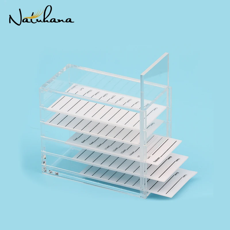 NATUHANA False Eyelash Extension Display Stand Acrylic 5 Layers Pallet Lash Display Holder Eyelashes Storage Box Container