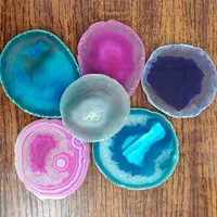 1pcs 70-90g Red Blue Purple Crystal AGATE SLAB Geode Amethyst Crystal Mineral Coaster Electroplated Edging Geode Agate slice 4