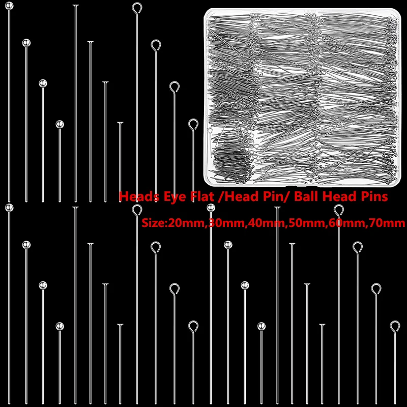 50-100pcs Aço Inoxidável Cabeças Olho Cabeça Plana Pin Banhado A Prata Ouro Bola Cabeça Pinos Para Conclusões de Jóias Fazendo Acessórios