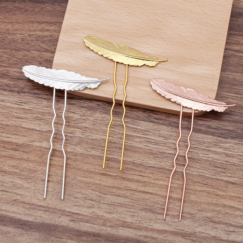 20pcs Hair Sticks U shape Hair Pins Needles with Feather Leaf Butterfly Flower Hair Accessories DIY for Women Bridal Headpiece