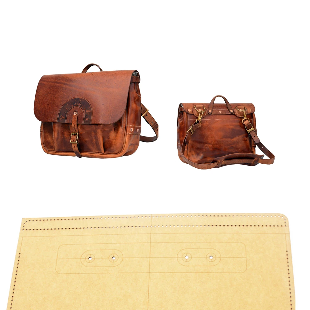 DIY leather craft big size shoulder bag messenger bag hollowed stencil 500gsm kraft paper die cutting pattern 46x36x17cm