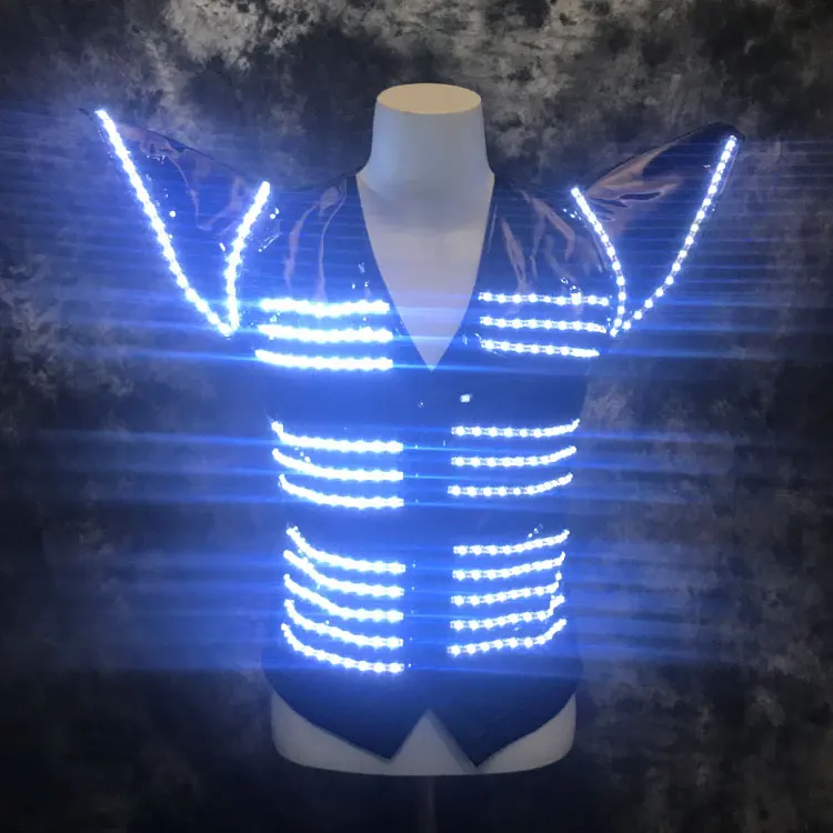 LED vest summer men's stage dance wear Bar light space clothes performance clothing nightclub KTV singer DJ robot costume