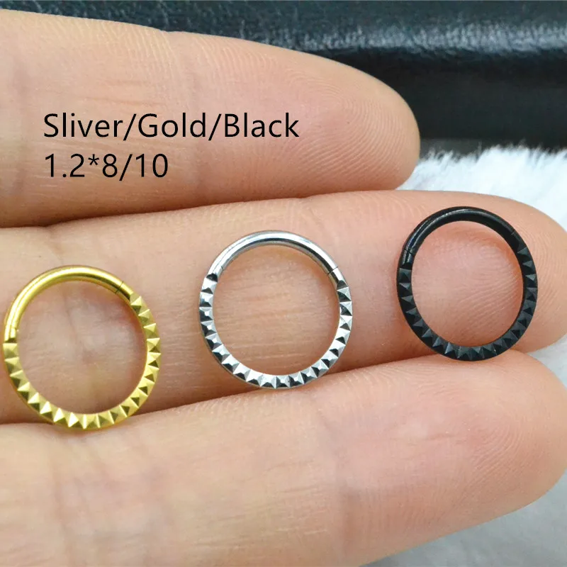 20pcs/Lot New 316L Surgical Steel  Hinged Segment Earring Nose Clicker Cartilage Helix  Hoop Septum  Rings 16GX8/10MM