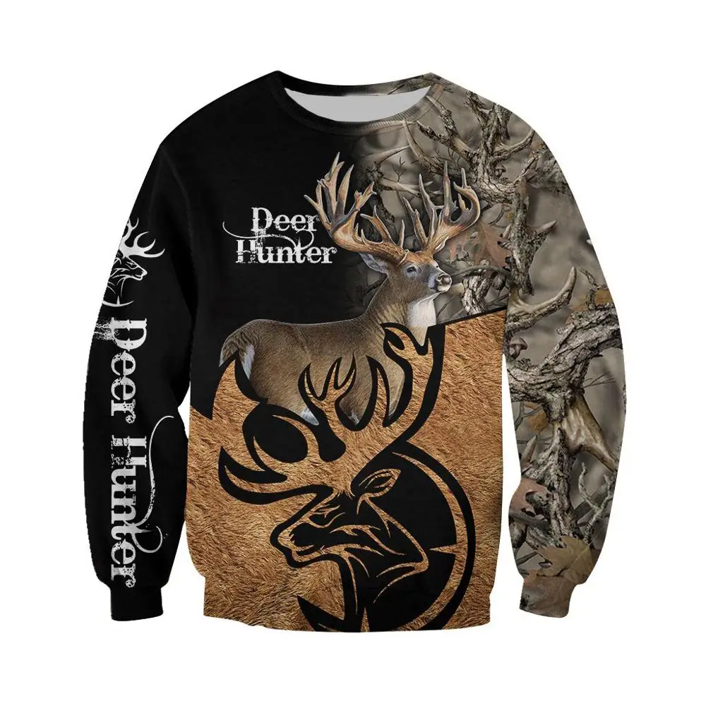 Sudadera con capucha estampado 3D camuflaje unisex cazadores ciervos