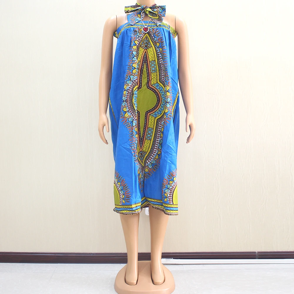 

African Dashiki Pattern Printed Sky-Blue Color Guaranteed Real Wax Fabric For Dresses African Fashion Elegant Lady Dresses