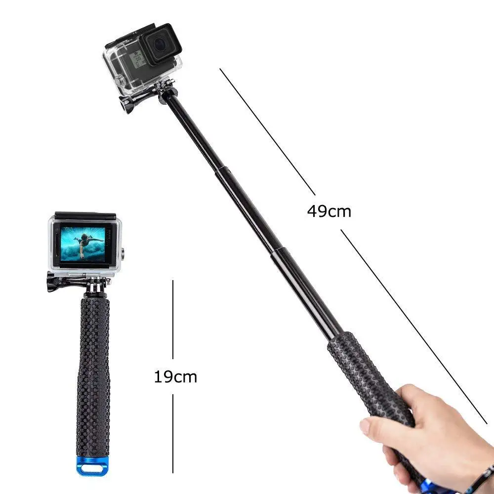 For Go Pro Accessories Handheld Extendable Pole Monopod Selfie Stick for GoPro HERO8 7 6 HERO4 Session HERO 5 4 3+ 3 2 1 xiaoyi