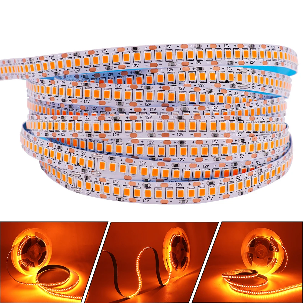 DC 12V 2835 SMD LED Strip Indoor Decoration 120 240 LEDs/m Orange Lighting Flexible Ribbon Rope LED Light 5m/lot