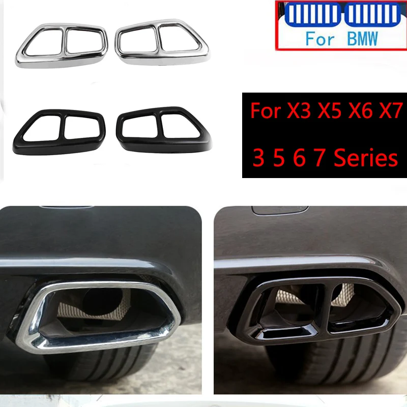 

2PCS Stainless Car Rear Dual Exhaust Pipe Cover Trims For BMW 3 5 7 6 X3 X5 X6 X7 G30 G28 G11 G12 F01 G01 G05 F15 G07 F16 F85 GT