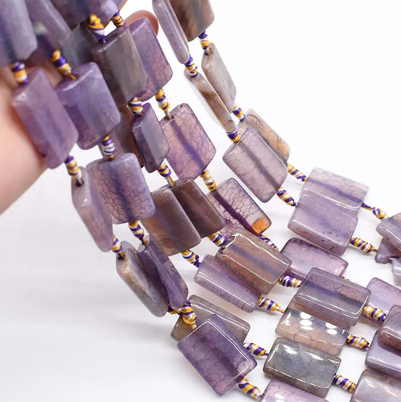 

41mm Natural Frost Pale purple rectangular Agates smooth stone beads For DIY Necklace Bracelets Jewelry Making 15"