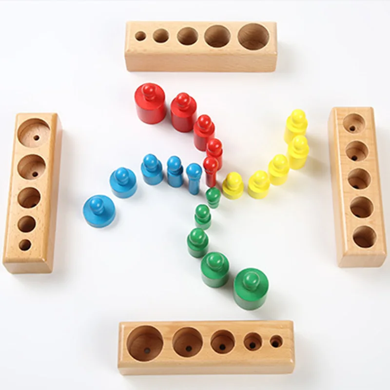 Cylindrical socket educational toy wooden Montessori building blocks toys for children baby development exercises logic memory