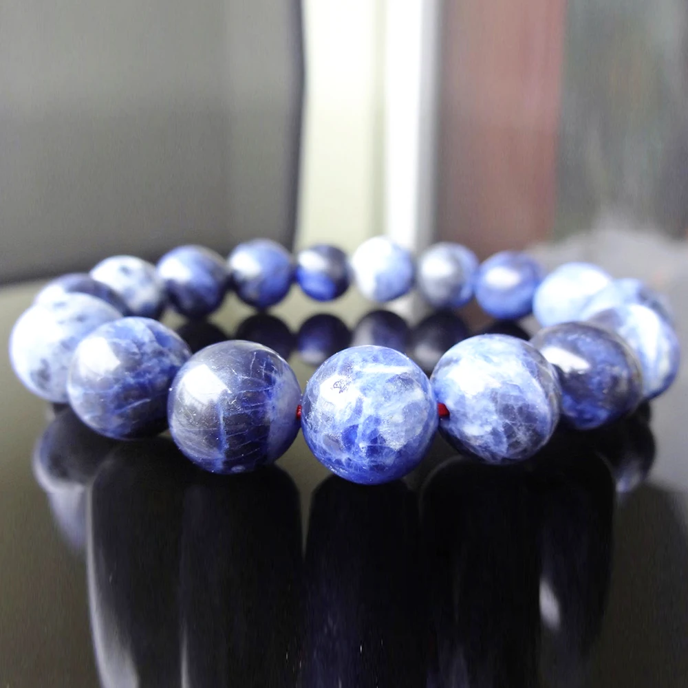 MG1114 Genuine Blue Sodalite Bead Bracelet for Men 10 MM Sodalite Beaded Energy Bracelet