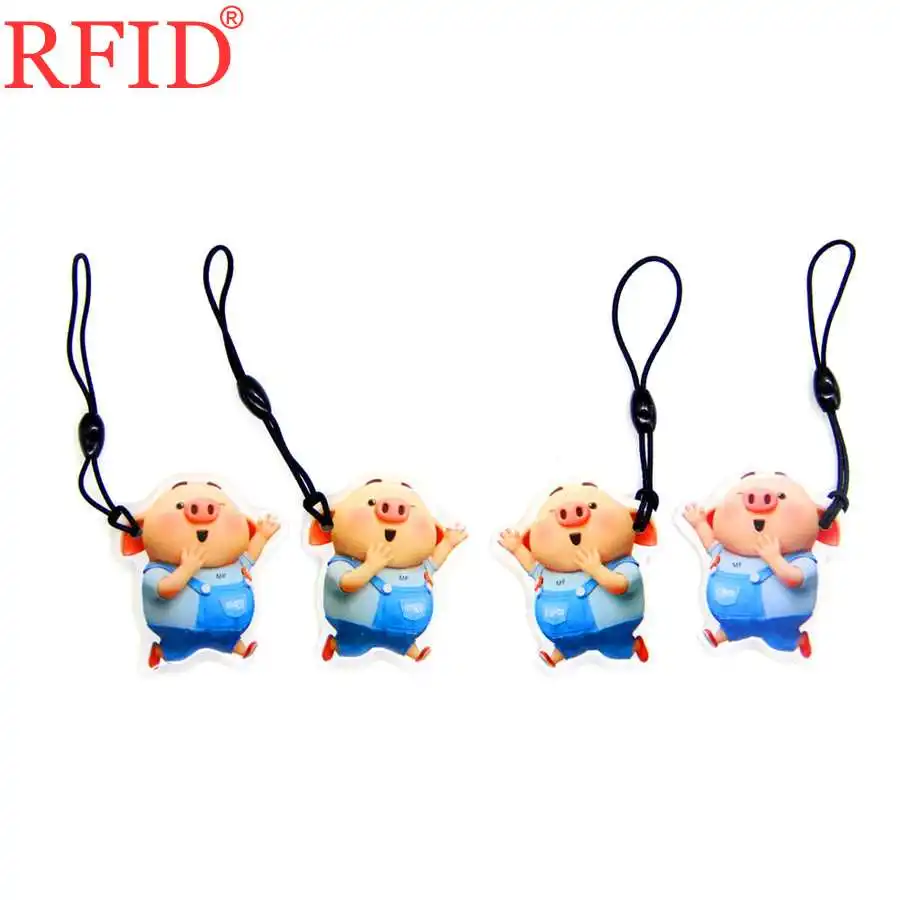 UID S50 1K 13.56Mhz Rewritable Writable NFC IC Card Changeable RFID Dropping Glue Waterproof Cartoon Pattern Key Fob Token Tag 1