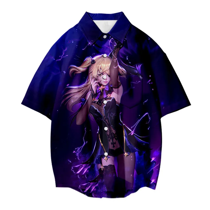 Game Genshin Impact Cosplay Shirts Fischl Klee Barbara Jean 3D Printing Coats Men Women Leisure Tops Tourism Holiday Shirts Boys