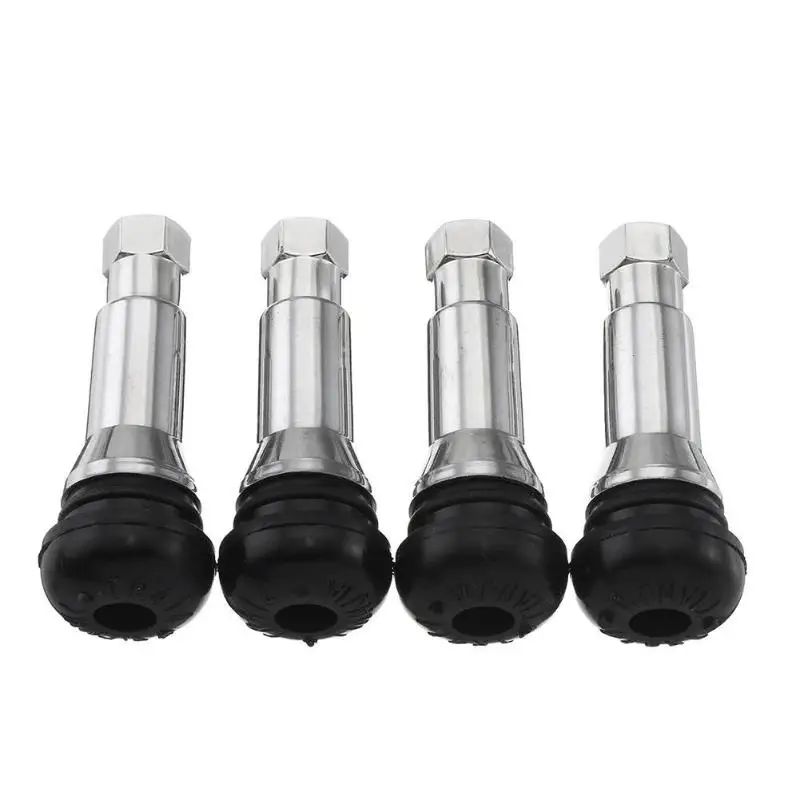 4Pcs/Set TR414 Chrome Aluminium Tubeless Tyre Valve Stem Cap Snap In Wheel Tire Valve Core Stems Rubber Dustproof Cover