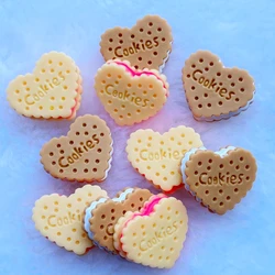 10Pcs New Hybrid Simulation Heart Biscuit Resin Flatback Cabochon Scrapbook Kawaii Embellishments Accessories J28
