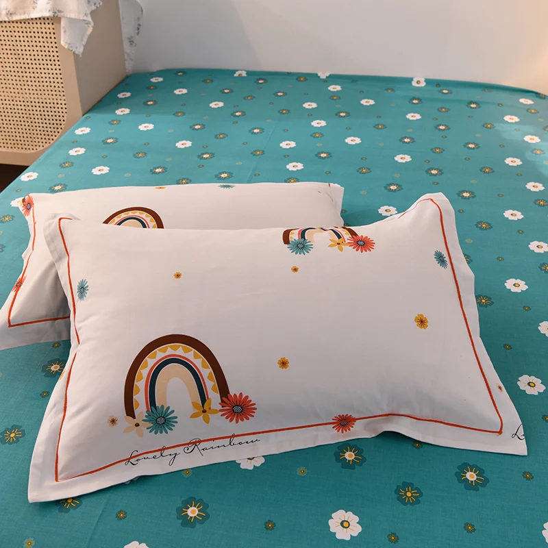 

2pcs Thicken 48cm*74cm Pillowcase 100% Cotton Beauty Floral Printing Pillow Case Cover For Bedroom Use Fall Decorations