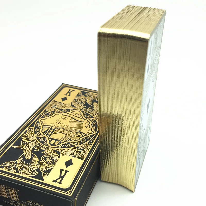 High Quality Transparent Plastic Playing Cards  Waterproof Gold Edge Poker Cards Dragon Card Game Collection Gift S412