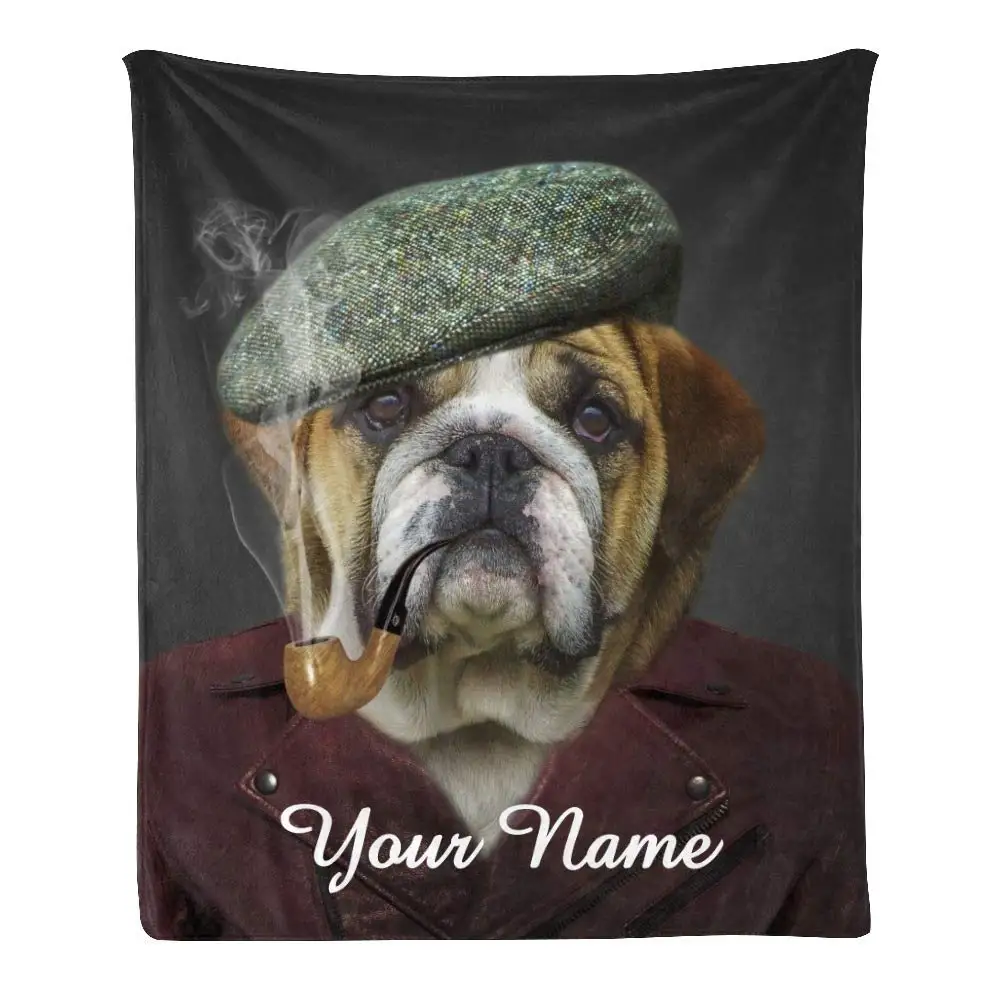 Custom Blanket with Name Text,Personalized Animal Dog Super Soft Fleece Throw Blanket for Couch Sofa Bed