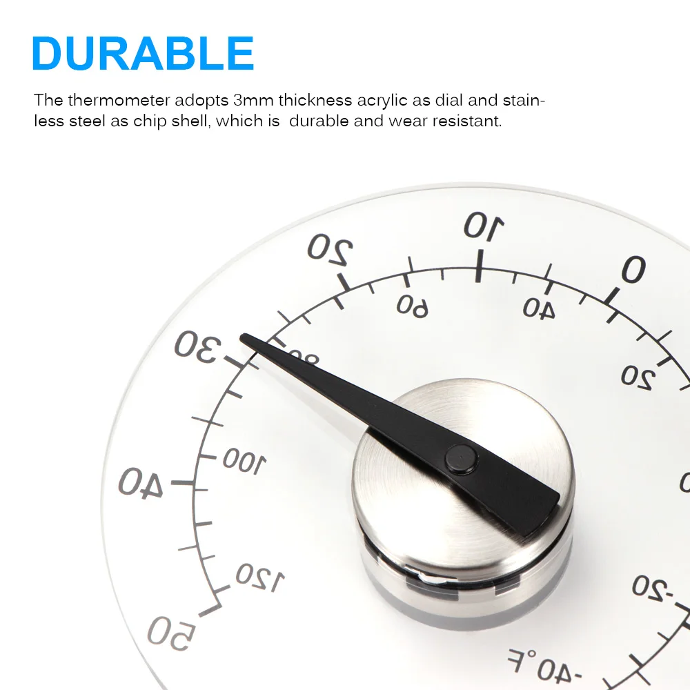 Indoor Outdoor Thermometer Round Transparent Dial Wall Window Temperature Meter Home Garden Temperature Monitor Measurement